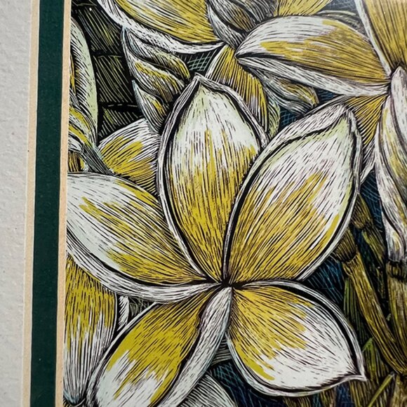 Cindy Conklin Signed Scratchwork Lithograph - Plumeria - Picture 4 of 7